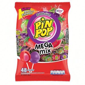 Pin pop lollipop with Bubble gum assorted mega mix 1056g×48
