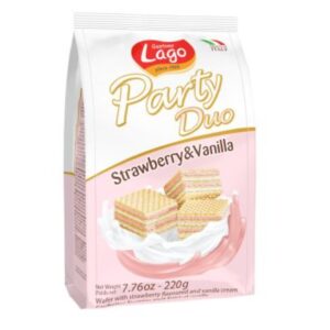 Lago party duo strawberry and vanilla wafers biscuit 220g
